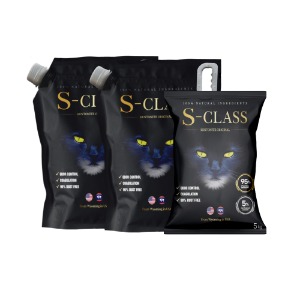 S-CLASS 고양이 블랙 벤토나이트 모래(11.5kgx2포)+5kg추가증정(유향/무향)